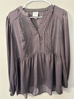 Knox Rose Mauve Pintuck Peasant Top